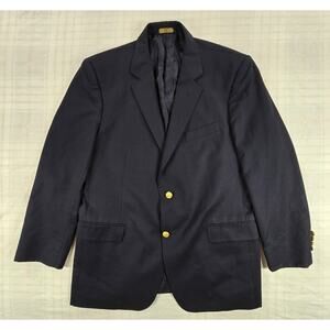 Brooks Brothers 346 Mens Blazer 100% Wool Navy Blue Gold Waterbury Buttons 42R